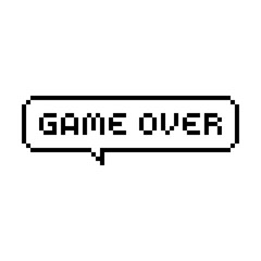 Game over pixel bubble speech - isolated vector illustration