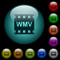 Poster - WMV movie format icons in color illuminated glass buttons