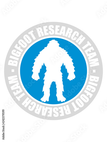 Fotografía rund kreis stempel bigfoot research team silhouette comic yeti monster cartoon a