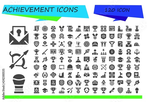 Fotografia Vector icons pack of 120 filled achievement icons