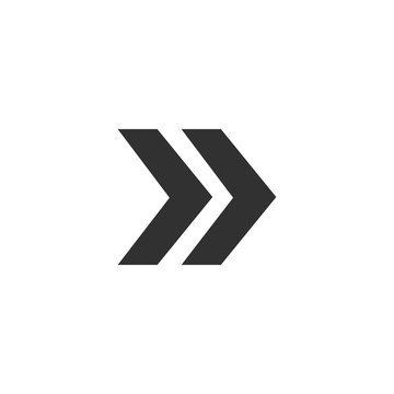 icon of double right rectangular arrow. vector illustration isolated on white background.