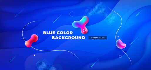 Wall Mural - liquid blue color background design. fluid blue gradient shapes composition. futuristic design poste