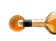 © New Africa - Pouring expensive whiskey into glass on white background, top view