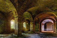 Large Ancient Vaulted Hall Of Abandoned Building