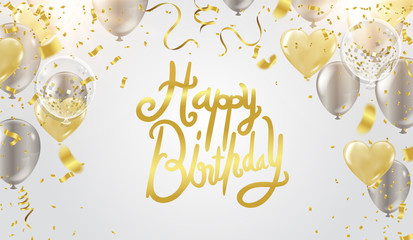 Wall Mural - Happy birthday vector Celebration party print design. Handwritten modern brush lettering  background isolated vector