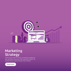 Poster - business marketing strategy spreadsheet on screen. finance analysis audit with graphs charts. Return on investment ROI concept. increase profit stretching rising up. banner template illustration