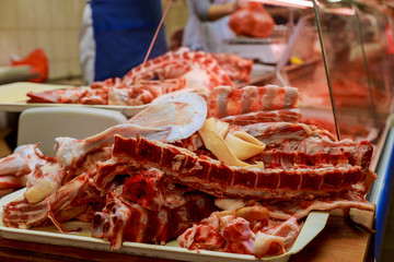 Wall Mural - Butcher Preparing Meat In Shop