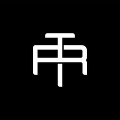 Initial letter R and T, RT, TR, overlapping interlock monogram logo, white color on black background