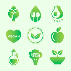 Wall Mural - Collection of vegan icon vectors