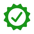 Certified or approved with checkmark /check mark flat green vector icon for apps and websites