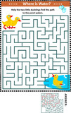 Fototapeta Dinusie - Maze game for children with little ducklings wanting to get to the pond waters. Answer included. 
