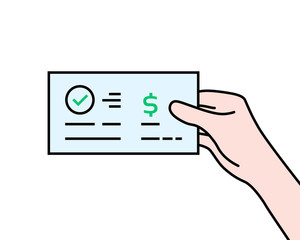 hand holding contour bank check