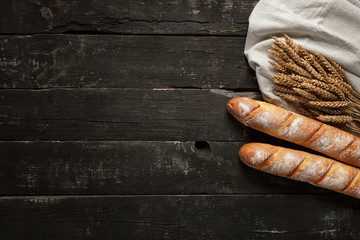 Wall Mural - Still life with bread, flour and spikelets