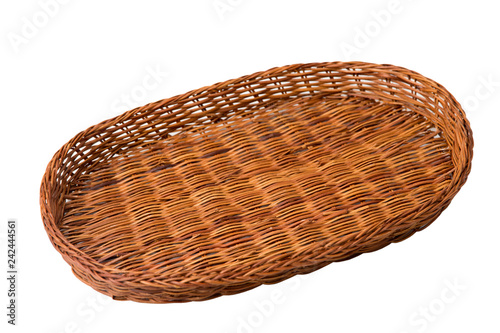 Fotografía Wicker brown basket isolated on white background