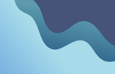 Wall Mural - blue paper cut wave layered shapes background