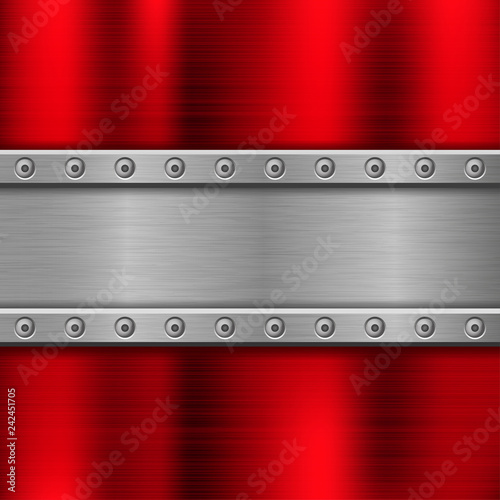 Fotografie, Obraz Metal background with iron plate with rivets