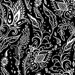 Sticker - Paisley background. Vintage pattern with hand drawn Abstract Flowers. Seamless ornament. Can be used for wallpaper, website background, textile, phone case print