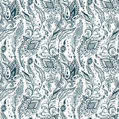 Sticker - Paisley background. Vintage pattern with hand drawn Abstract Flowers. Seamless ornament. Can be used for wallpaper, website background, textile, phone case print