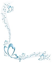 Canvas Print - Frame with butterfly and music notes.