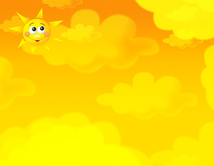 Wall Mural - cartoon summer sky and happy sun background with space for text - illustration for children