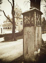 Zagreb, Croatia, Mirogoj Cemetery, Black, White Photographs, Blurred Image.