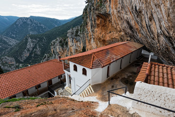 Part of the historical Monastery of Panagia Elona, dedicated to Virgin Mary, in Peloponnese, Greece