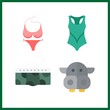 4 body icon. Vector illustration body set. swimsuit and pink bikini icons for body works