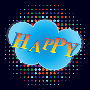 Happy banner with comic text effects