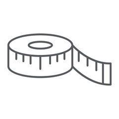 Poster - Measuring tape thin line icon, measurement and meter, ruler sign, vector graphics, a linear pattern on a white background.