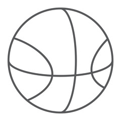 Aufkleber - Basketball thin line icon, sport and equipment, ball sign, vector graphics, a linear pattern on a white background.