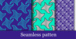 collection of samples of seamless models in blue tones. set of black and white shapes and lines in vector graphics