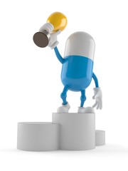 Poster - Pill character on podium holding trophy