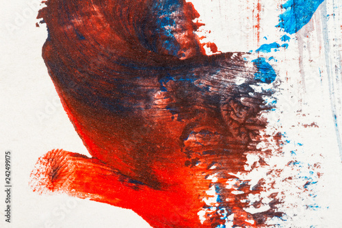 Fotografie, Obraz Abstract red and blue hand painted acrylic background