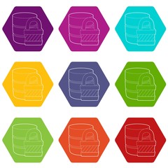 Poster - Blocked database icons 9 set coloful isolated on white for web