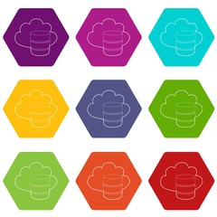Poster - Big cloud database icons 9 set coloful isolated on white for web