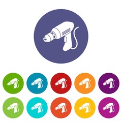 Poster - corded drill icons color set vector for any web design on white background