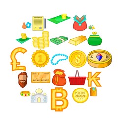 Poster - Money bond icons set. Cartoon set of 25 money bond vector icons for web isolated on white background