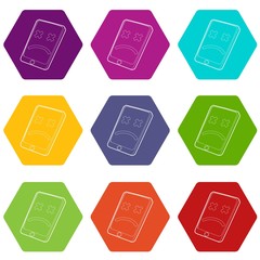 Poster - gadget broken icons 9 set coloful isolated on white for web