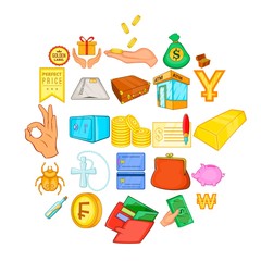 Poster - Debt icons set. Cartoon set of 25 debt vector icons for web isolated on white background