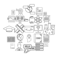 Poster - College icons set. Outline set of 25 college vector icons for web isolated on white background