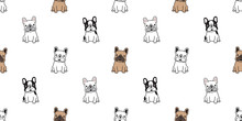 Dog Seamless Pattern Vector French Bulldog Sitting Dog Breed Paw Cartoon Scarf Isolated Tile Background Repeat Wallpaper Illustration