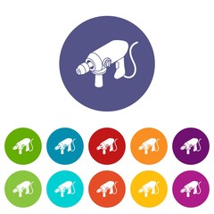 Poster - Big corded drill icons color set vector for any web design on white background
