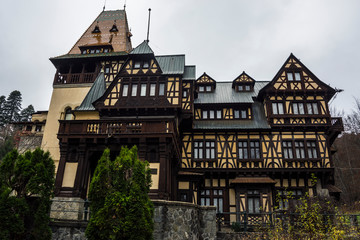 Wall Mural - View of famous Pelisor castle situated next to the Peles castle , Sinaia City, Prahova Valley, Romania.