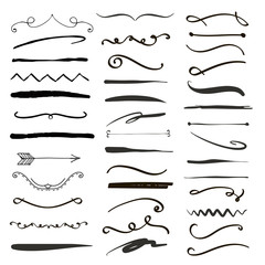 Wall Mural - line borders, text dividers and laurel design elements. vector illustration