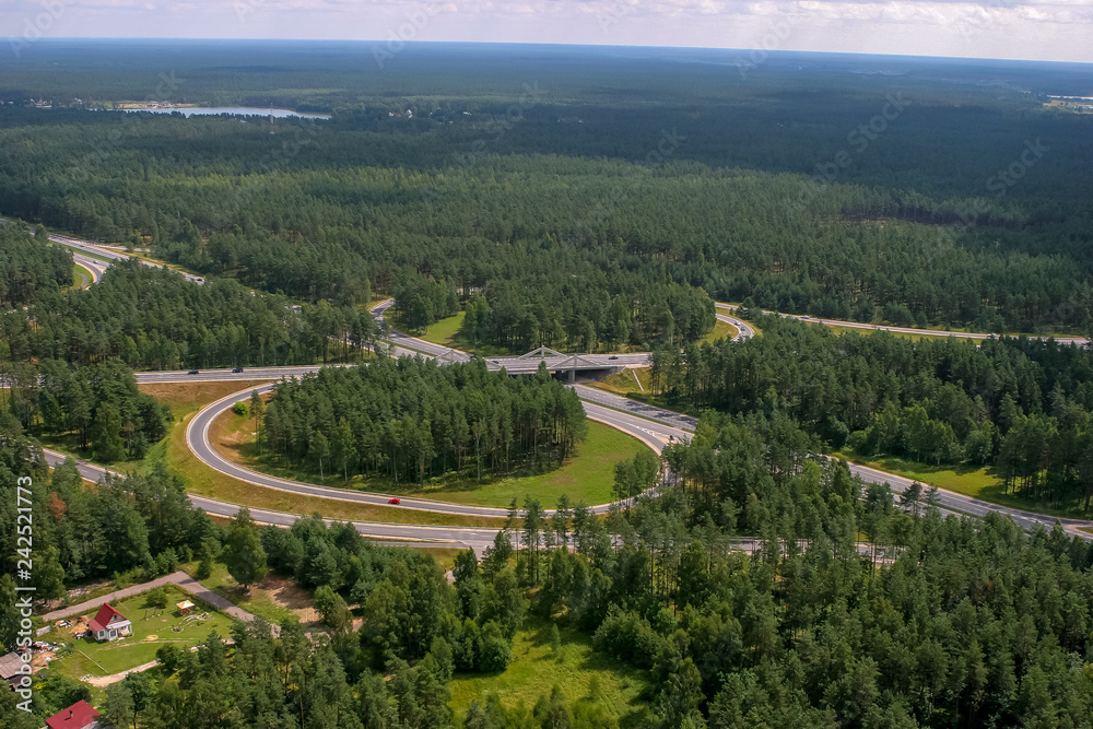 Obraz na płótnie Aerial view of road in Latvia. w salonie
