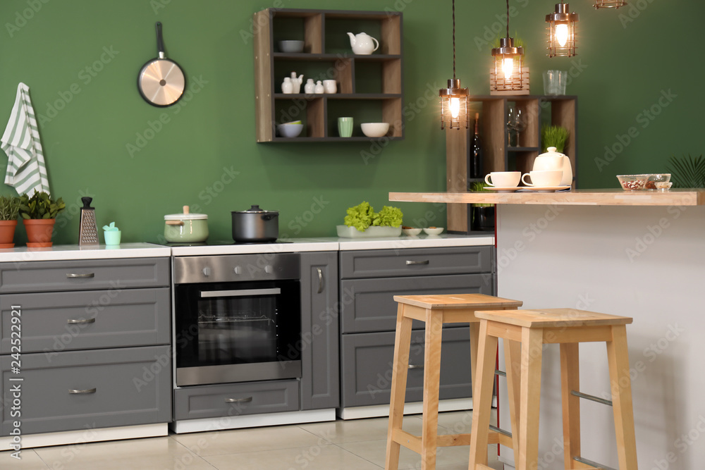 Stylish interior of modern kitchen