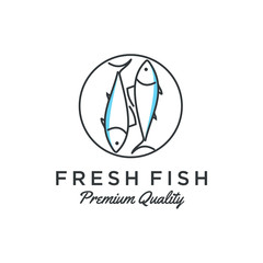 Poster - fish logo seafood badge design. tuna fish logo emblem label seafood vector icon. Creative symbol of fishing club or online shop.