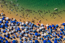 Salvador, Bahia, Brazil, Aerial Top View Of Porto Da Barra Beach During Summer.