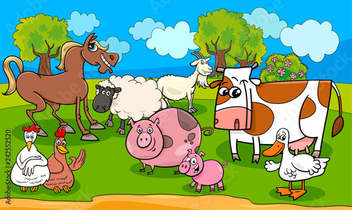 farm animals cartoon illust...