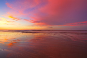  Beautiful and colorful sunset at beach